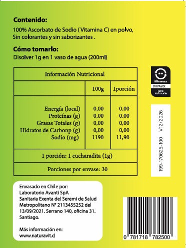 Vitamina C No ácida 1000 mg