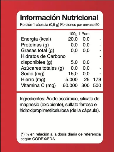 HIerrovit con vitamina C 90 cápsulas