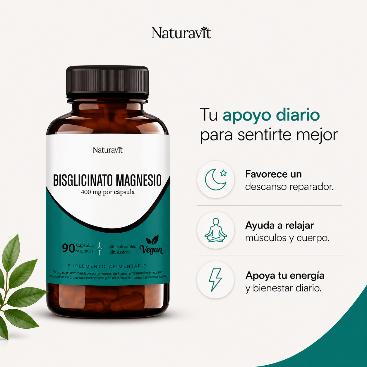 Bisglicinato de magnesio 400 mg